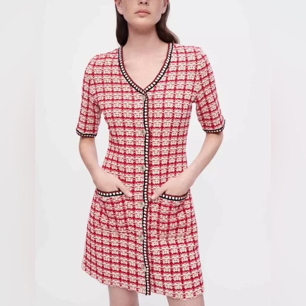 *SOLD* MAJE NWOT Retalo Check Tweed Dress size 36